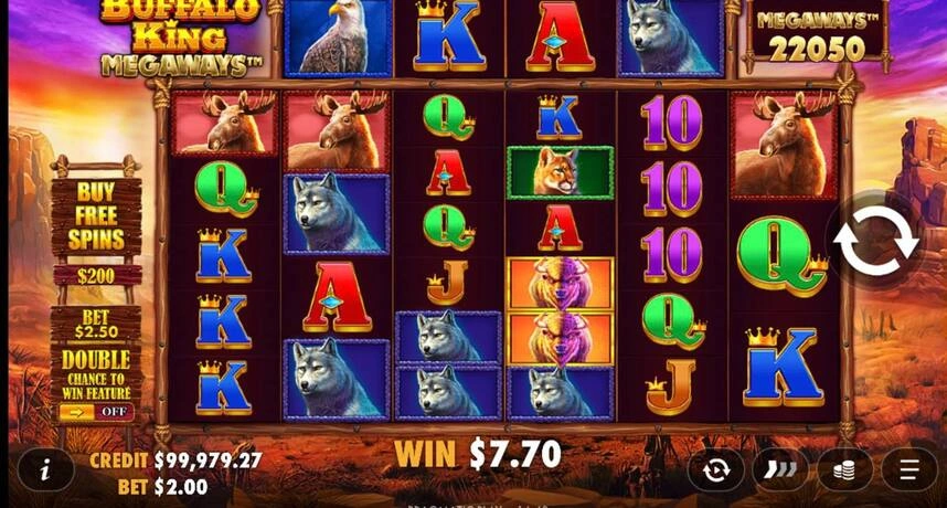 Buffalo King Megaways mobile gameplay in portrait mode