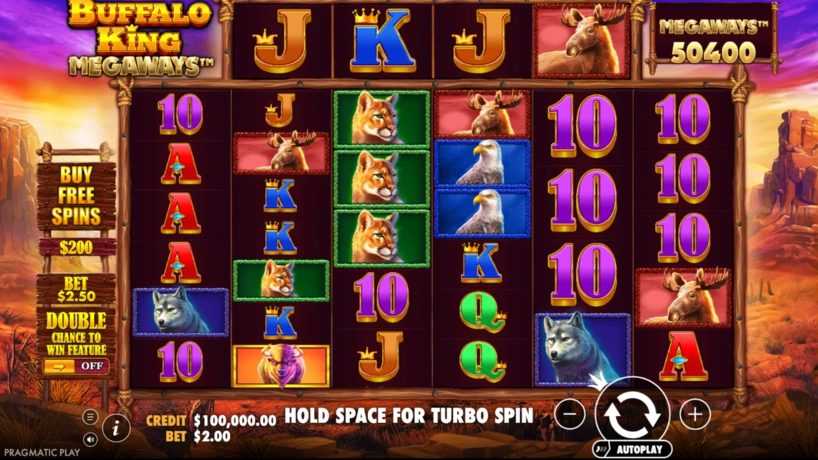 Buffalo King Megaways slot overview with wildlife theme and Megaways reels